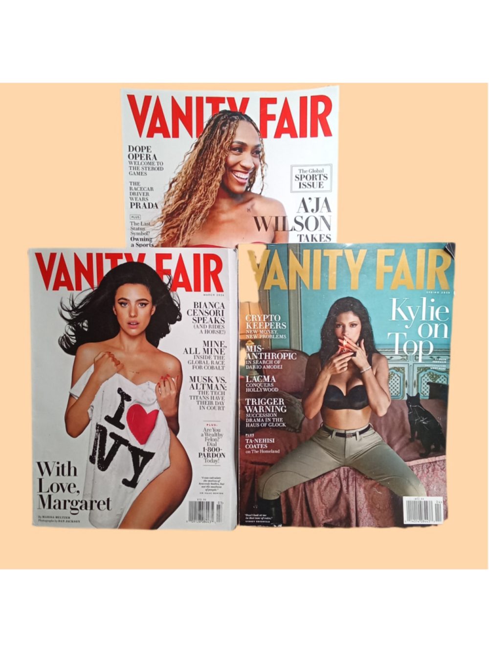 Collectible Vanity Fair Magazines Lot 3 A'ja Wilson Bianca Censori Kylie Jenner
